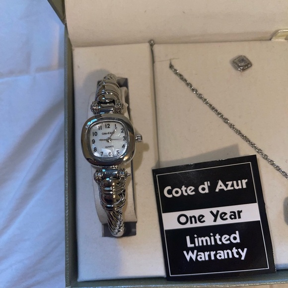 Vintage Cote d’ Azur Jewelry Set With Box Matching Watch  Necklace Earrings - Picture 3 of 8